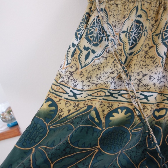 Silk Batik Midi Dress,  Boho Midi - Picture 11 of 11